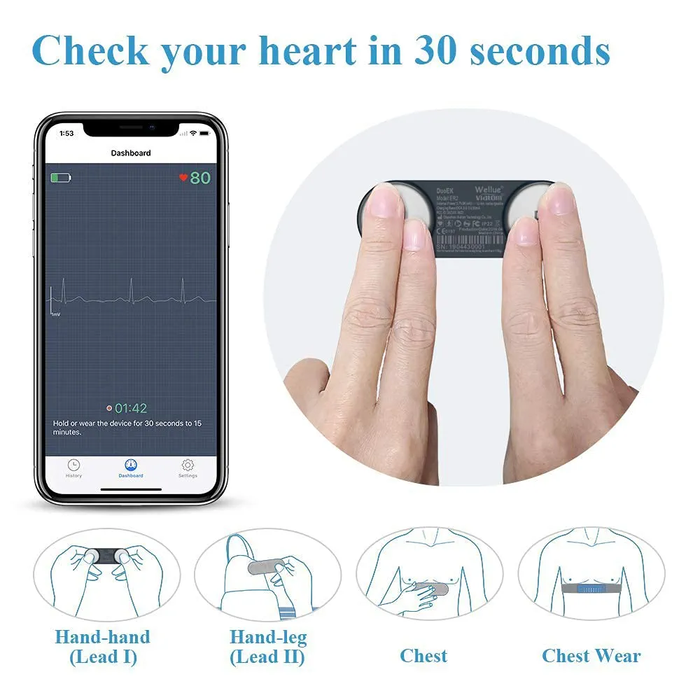 Checkme DuoEK ER2، دستگاه نوار قلب قابل حمل، ECG پرتابل، مانیتور قلب خانگی، الکتروکاردیوگرام جیبی، نوار قلب انگشتی، دستگاه پایش قلب، مانیتور ECG بلوتوثی، نوار قلب بلوتوثی، تحلیل آریتمی، دستگاه HRV خانگی، نوار قلب بدون سیم، دستگاه نوار قلب با اپلیکیشن
