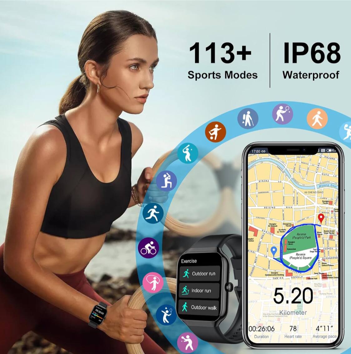 خرید ساعت لمسی 1.96 اینچ