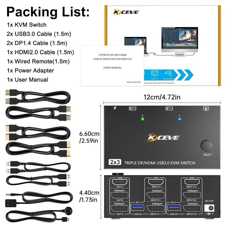 سوییچ KVM 2PC 3Monitor