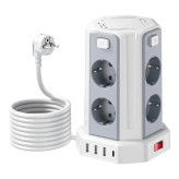 چندراهی برق ایستاده پاور استریپ 8 پریز چندراهی برق USB دار محافظ برق خانگی چندراهی برق سامریور power strip tower surge protector extension socket USB charger چندراهی برق کامپیوتر و گیمینگ