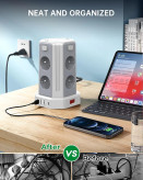 چندراهی برق ایستاده پاور استریپ 8 پریز چندراهی برق USB دار محافظ برق خانگی چندراهی برق سامریور power strip tower surge protector extension socket USB charger چندراهی برق کامپیوتر و گیمینگ