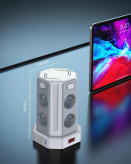 چندراهی برق ایستاده پاور استریپ 8 پریز چندراهی برق USB دار محافظ برق خانگی چندراهی برق سامریور power strip tower surge protector extension socket USB charger چندراهی برق کامپیوتر و گیمینگ