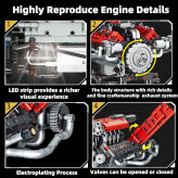 کیت ساخت موتور V8 موتور مینیاتوری V8 موتور آموزشی خودرو کیت مهندسی خودرو موتور مکانیکی متحرک