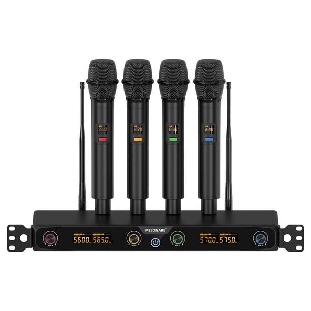 میکروفون بی‌سیم MELONARE MWM-41F سیستم میکروفون بی‌سیم 4 کاناله میکروفون UHF حرفه‌ای