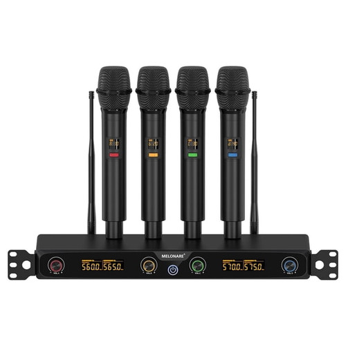 میکروفون بیسیم MELONARE MWM-41F سیستم میکروفون بیسیم 4 کاناله میکروفون UHF حرفهای