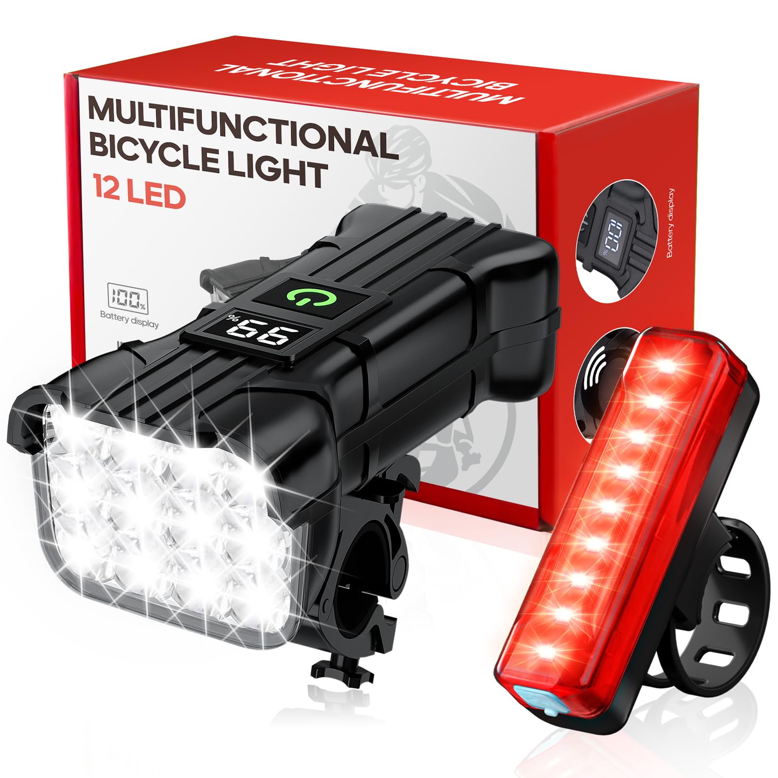 چراغ جلو و عقب دوچرخه شارژی LED ضدآب