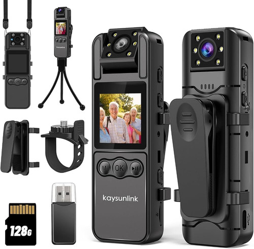 دوربین بدنی برند Kaysunlinkمدل H82 با حافظه 128 گیگابایت و فیلمبرداری Full HD