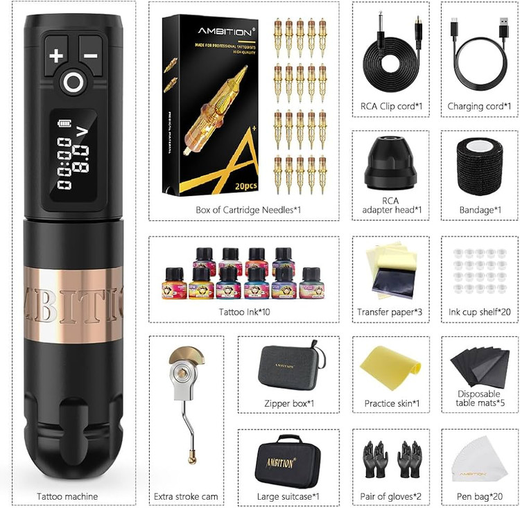 کیت کامل دستگاه تاتو آمبیشن Soldier مدل Wireless Rotary
