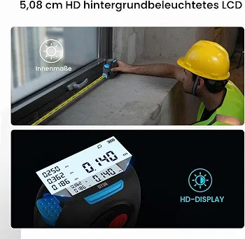 متر لیزری دیجیتال MiLESEEY با قابلیت اندازهگیری فاصله، مساحت، حجم و محاسبه فیثاغورثی